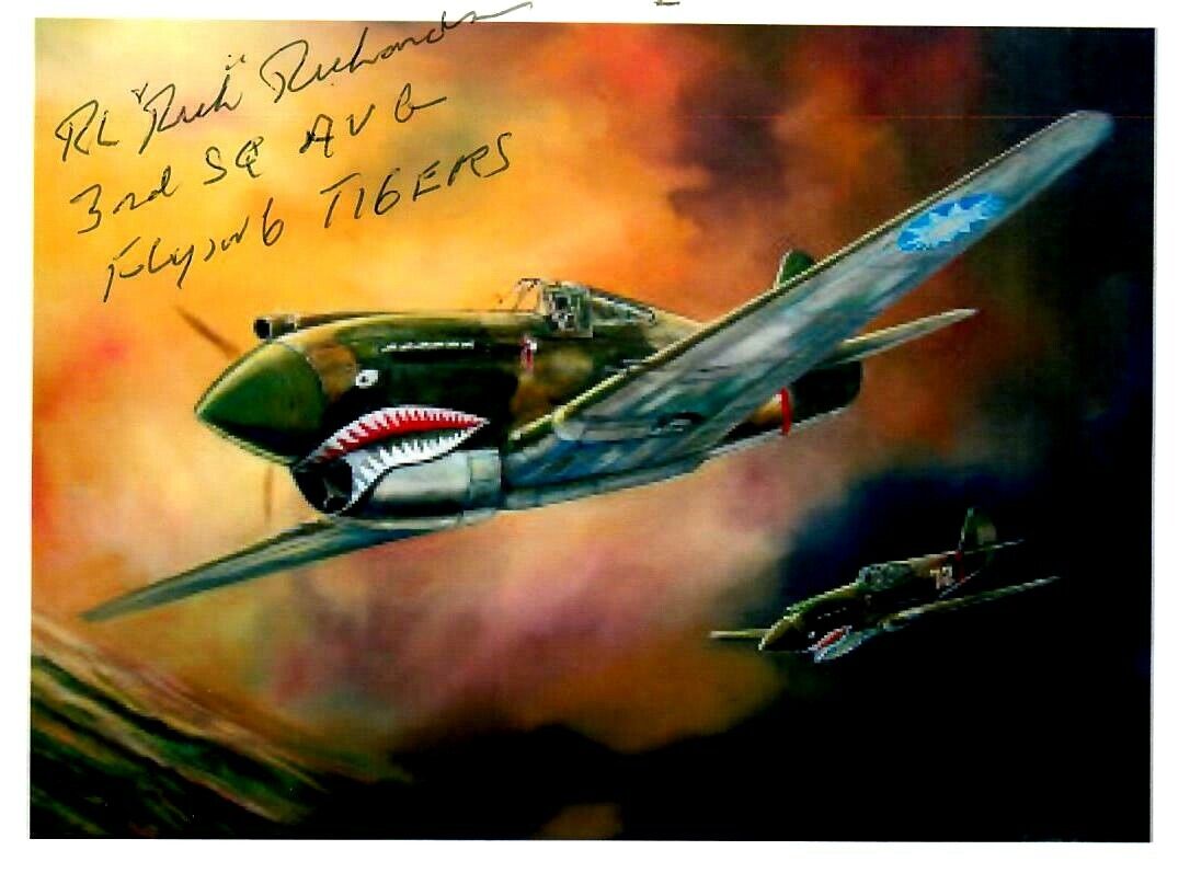 “Flying Tigers” Rolland “Rich” Richardson Signed 4X6 Color Photo COA