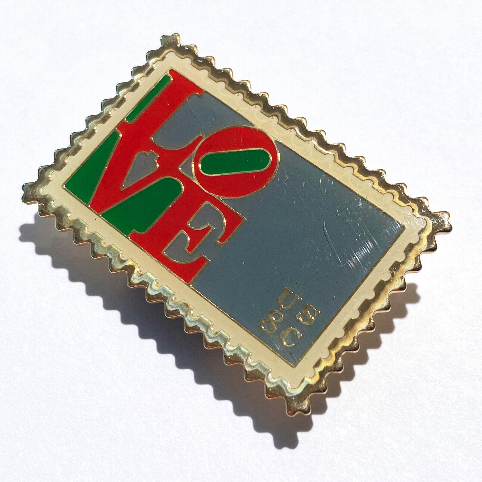 USPS Vintage 70s 80s Love Series (Modern Art) 8c Stamp Collectible Enamel Pin
