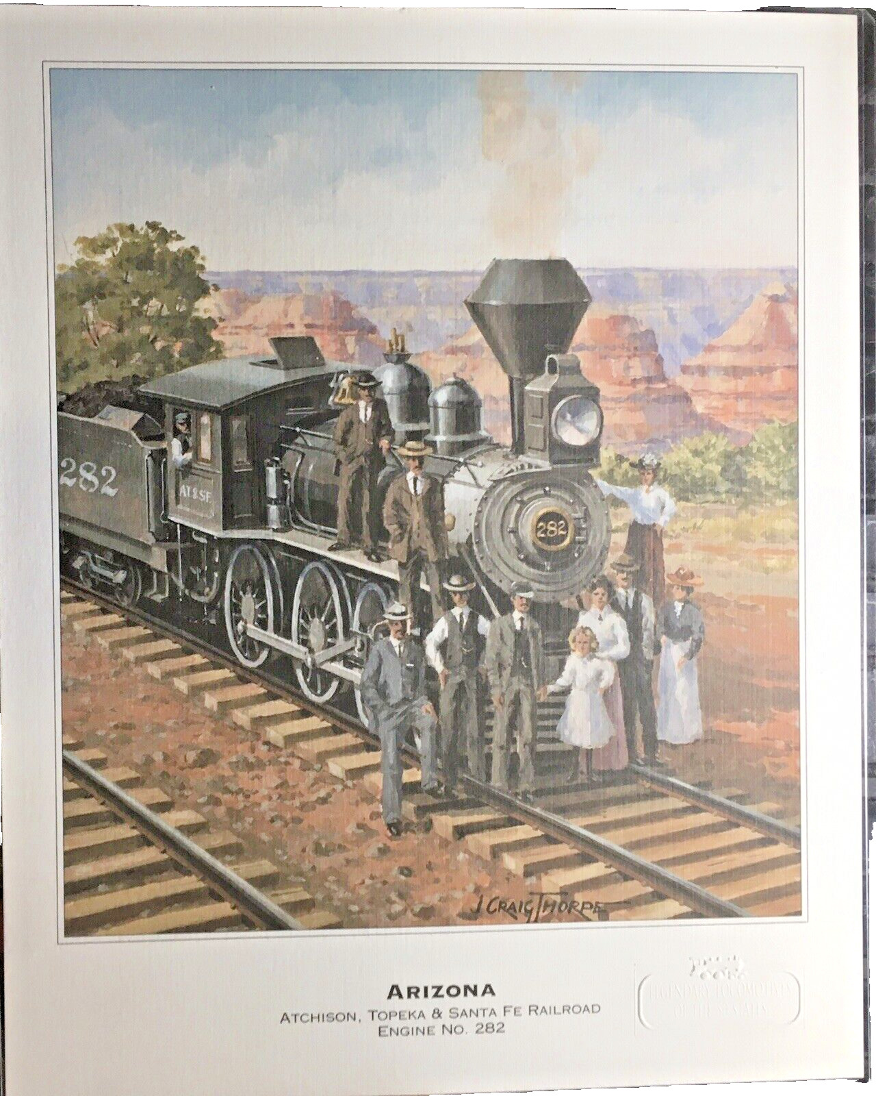 Vintage  ARIZONA Atchison, Topeka & Santa Fe Railroad Engine No. 282 Art Print