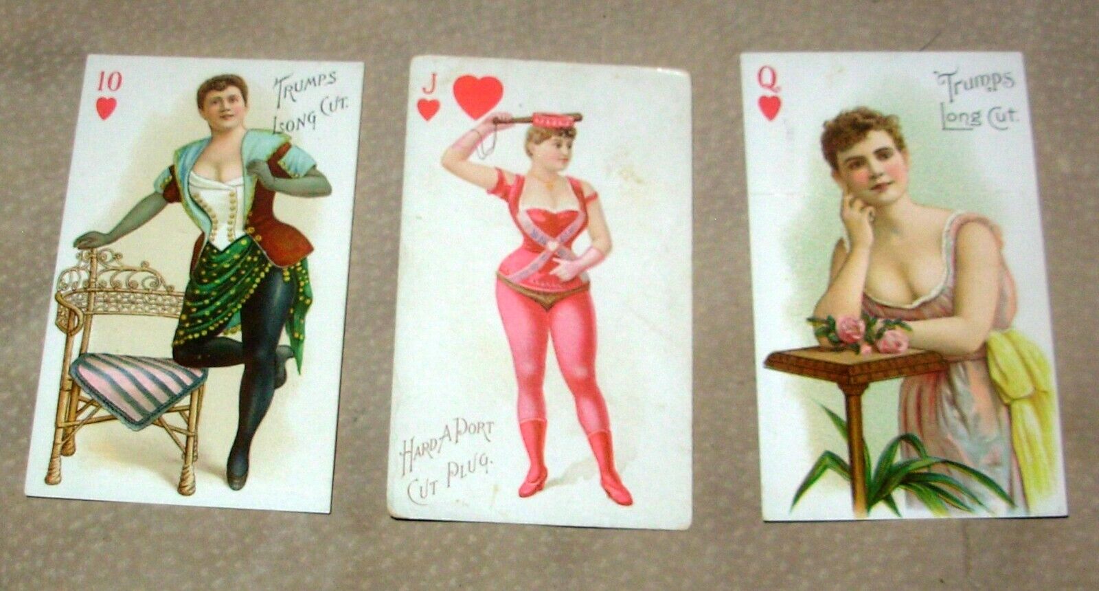 3 Sexy Antique Tobacco Cards-Sexy Hard A Port Poker-Victorian