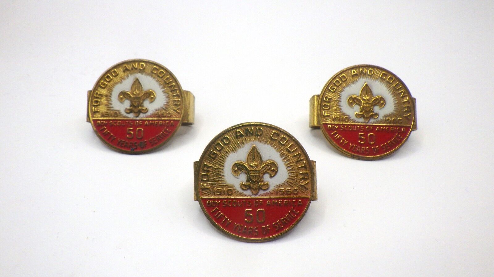 Lot Of 1960 Boy Scouts of America “50 Years Of Service” Neckerchief Slides