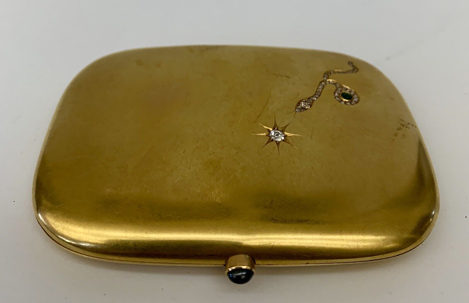 AN IMPORTANT Circa 1900 18K Yellow Gold Sapphire Emerald Box     MAGNIFICENT 