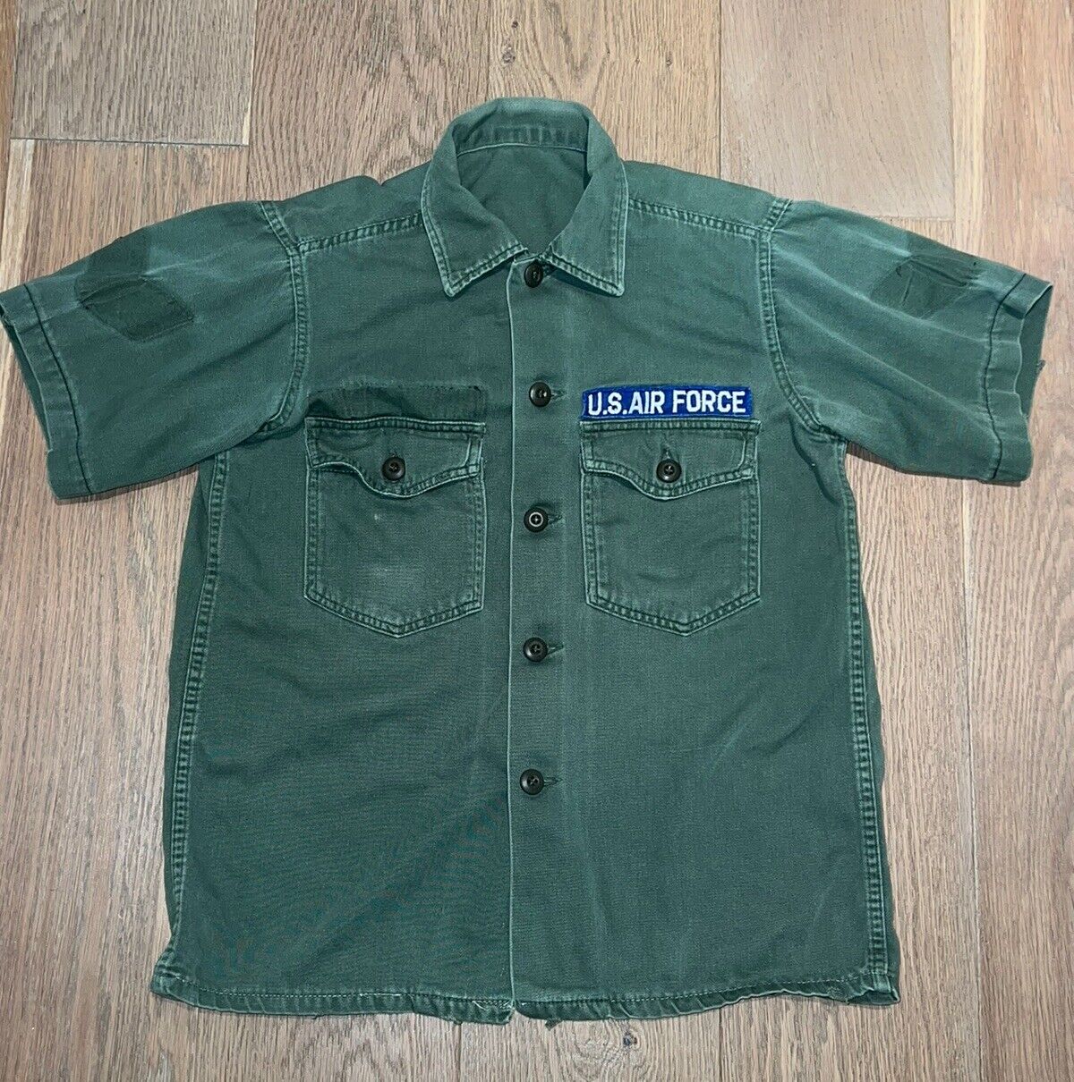 Vintage US Air Force Military Short Sleeve OG 107 Cotton Sateen Shirt Small