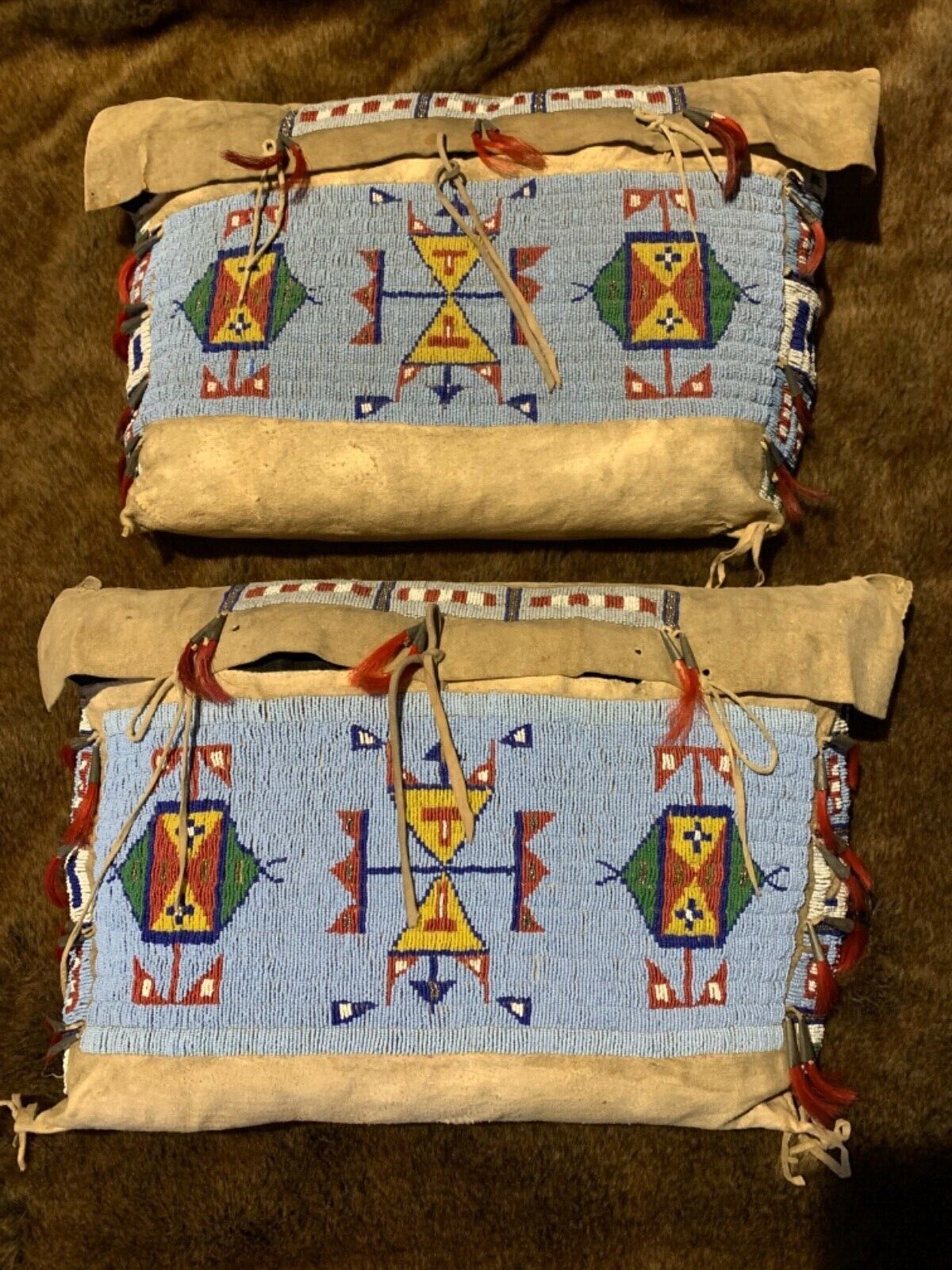 Antique old Sioux Matched Pair of Beaded Possible Bags.  C. 1880