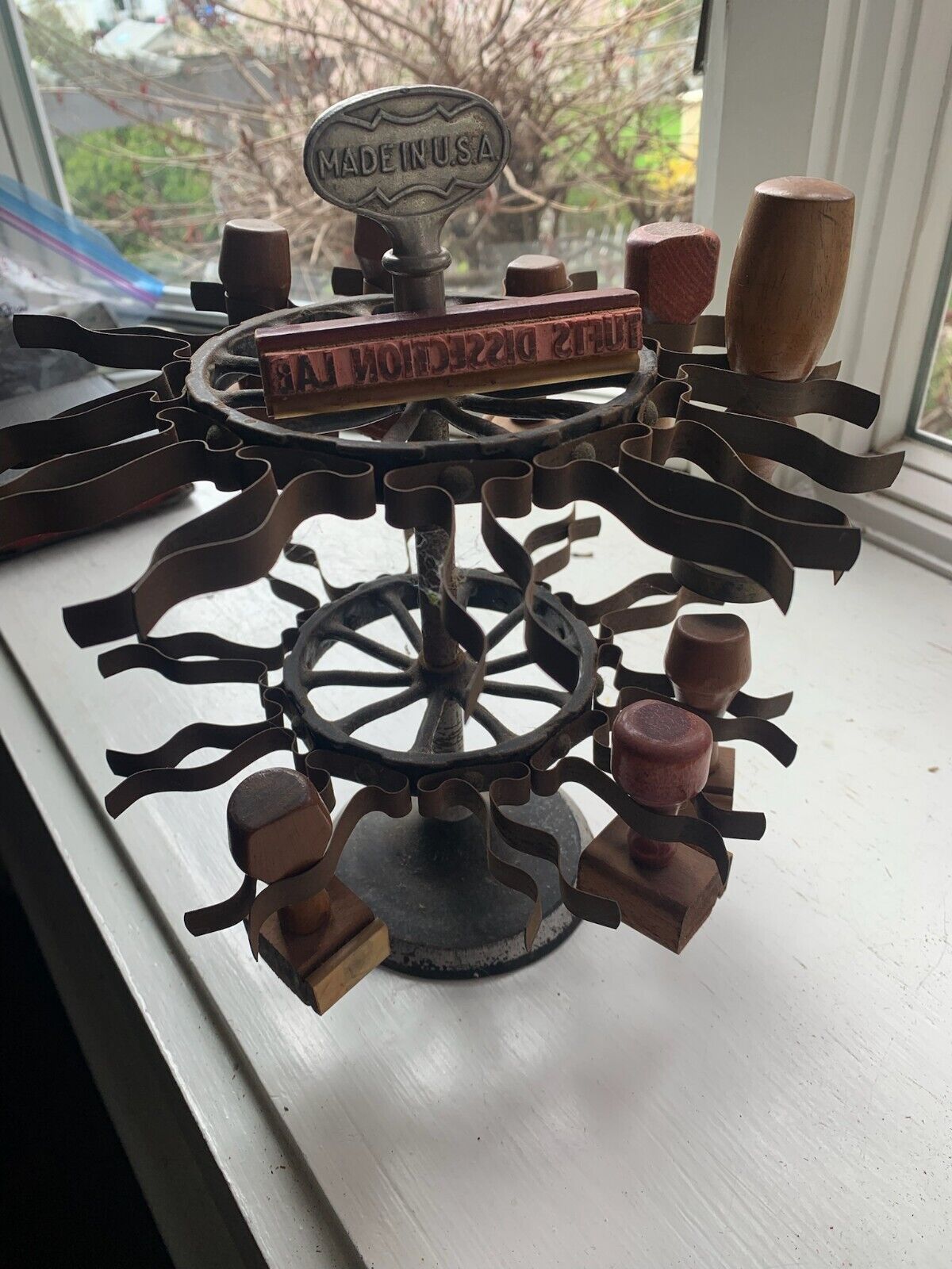 Vintage  Rubber Revolving Stamp Carousel Holder Stand With Stamps