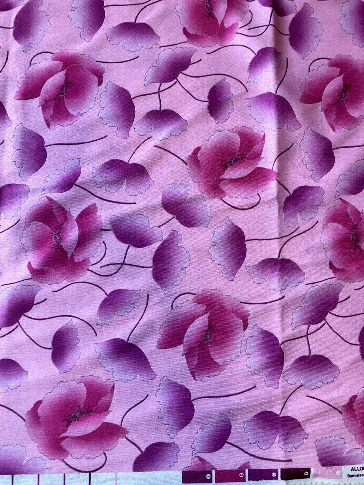 Vintage 1970s Polyester Knit Lycra Fabric Pink Poppy Print  1 7/8 YD Bemrose
