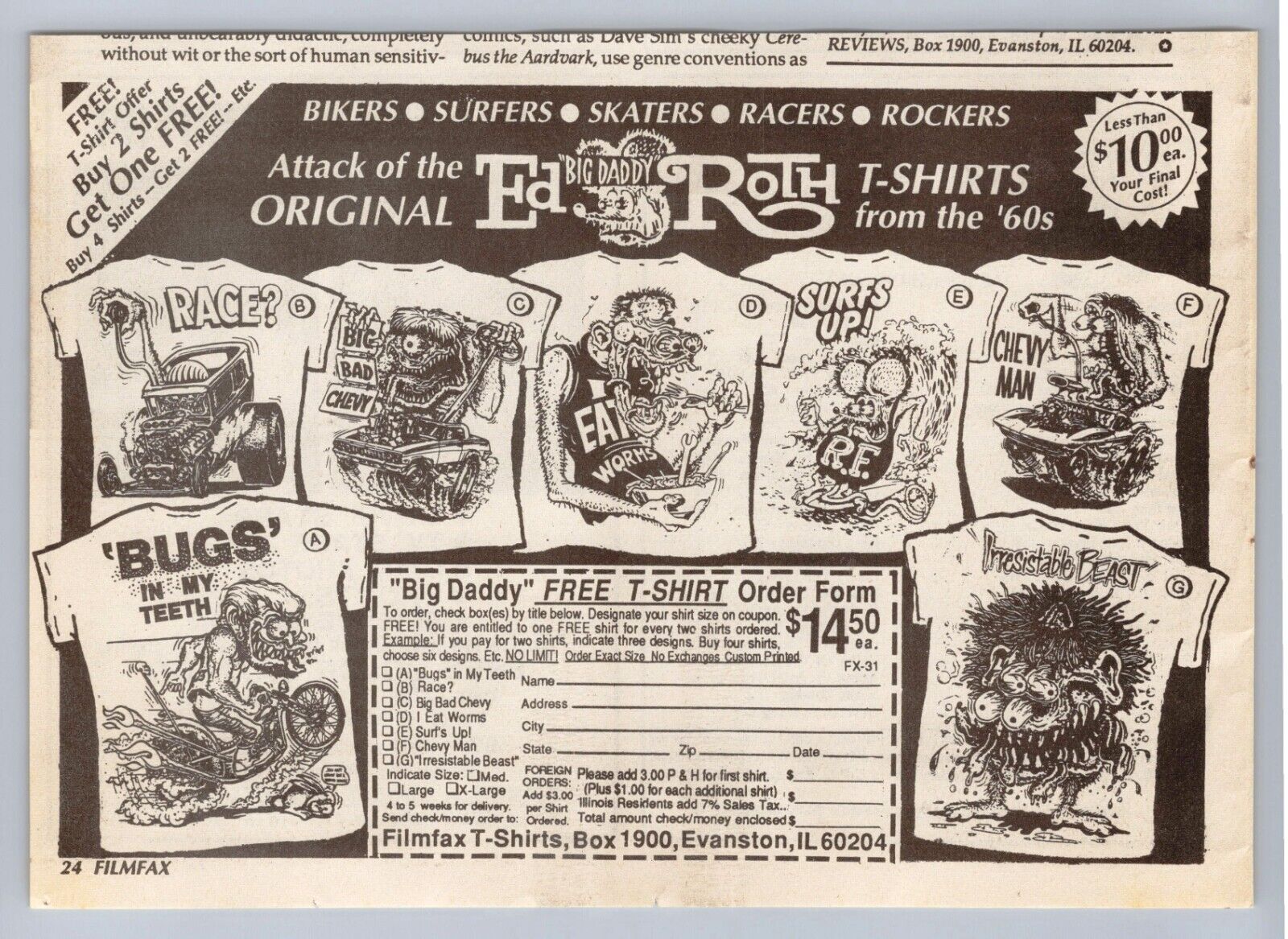 1992 Ed Big Daddy Roth T-Shirts From The 60's VINTAGE PRINT AD FFX92