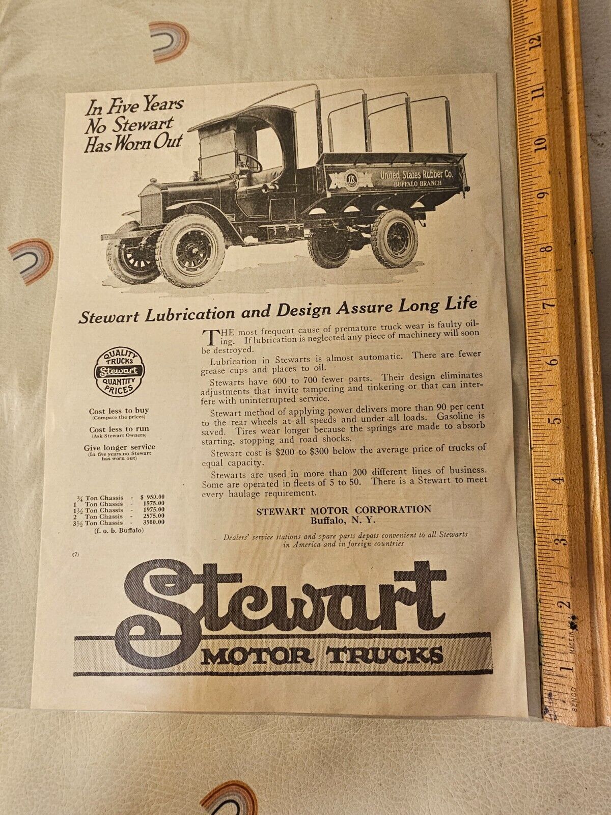 Circa 1910 - 1920s Stewart Motor Trucks Magazine Advertisements Vintage Ads