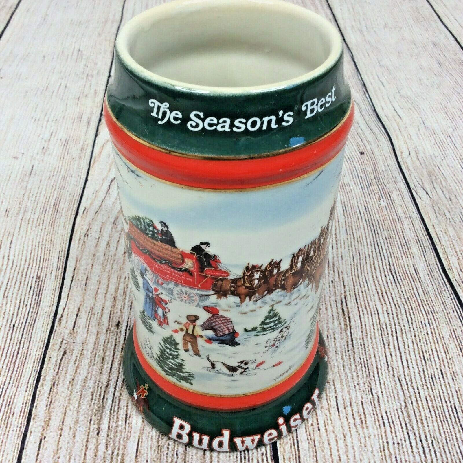 1991 Anheuser Busch Budweiser Clydesdale Holiday Stein The Seasons Best