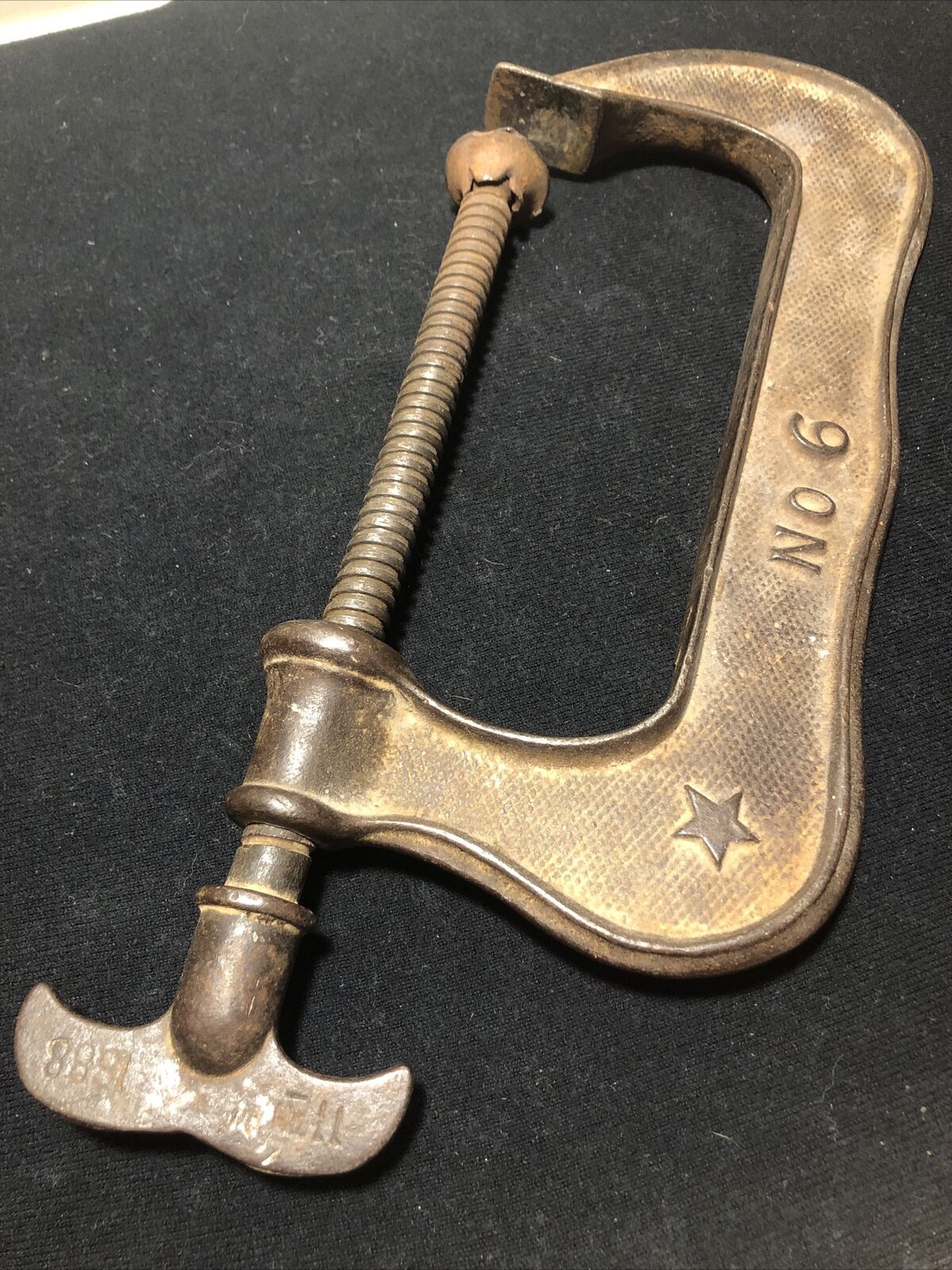 Antique PS & W Co. No. 6 C-Clamp Wing Turn Screw 1888 USA Nice