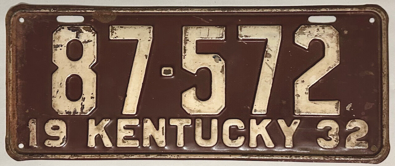 1932 KENTUCKY License Plate KY #87-572