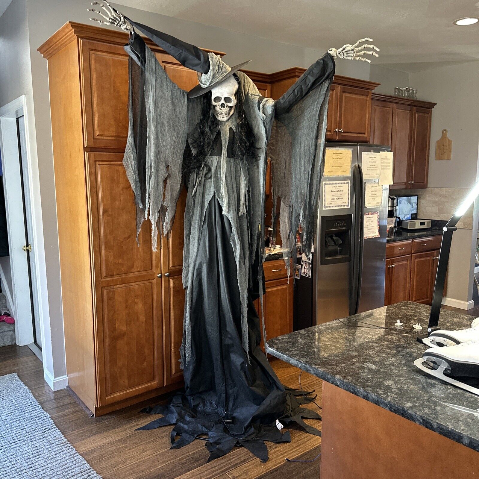 9.5 Foot Macabre Witch Motion Activated Animatronic Halloween Home Depot Animate