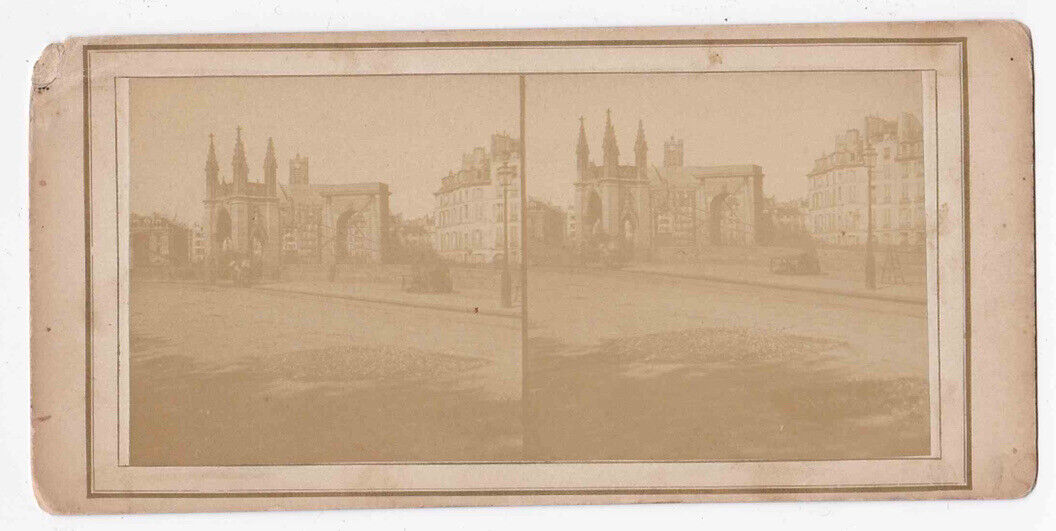 Antique 1840s Pont Louis-Phillipe Suspension Bridge & Toll House Photo Card P069