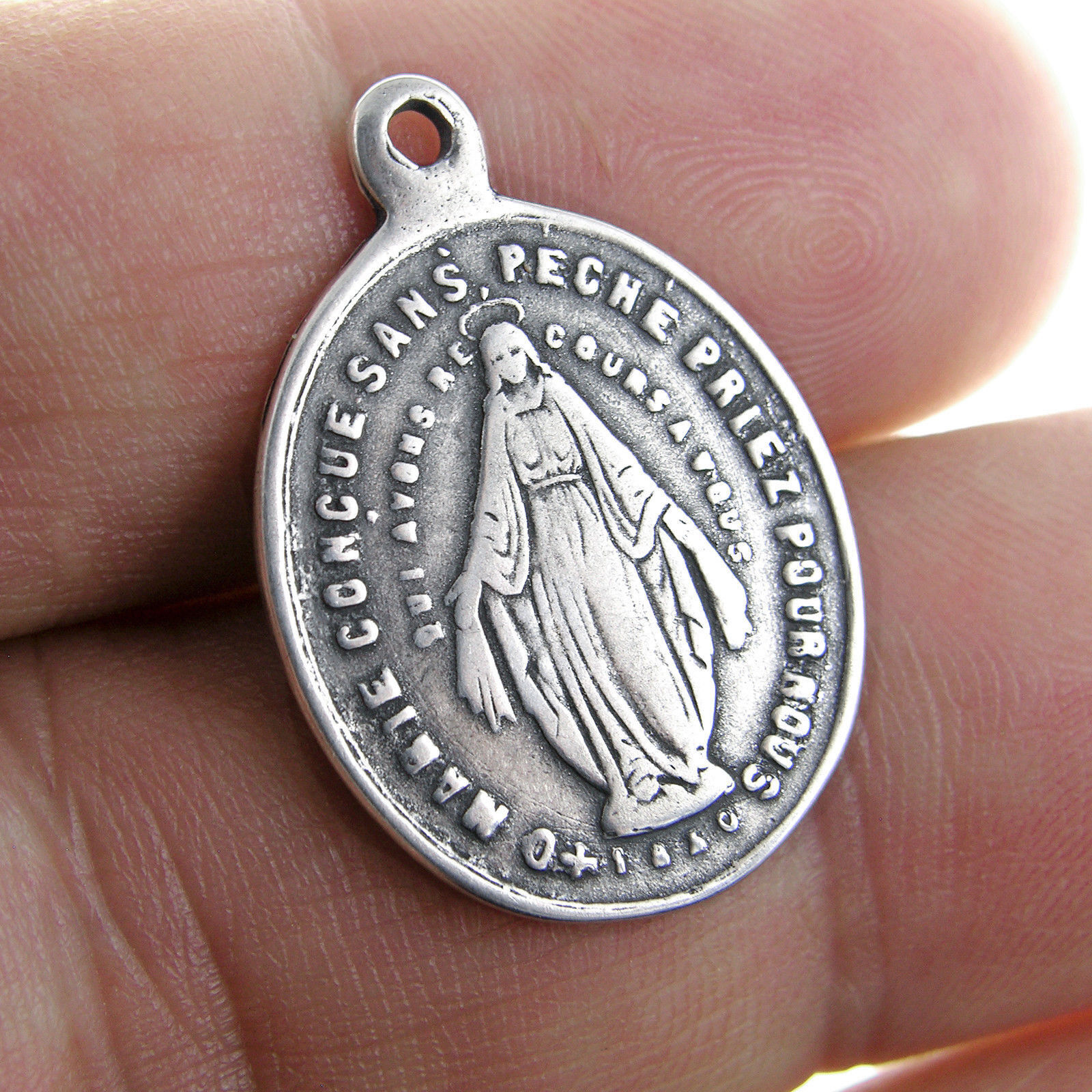 MIRACULOUS MEDAL silver, cast from 19th century antique French original