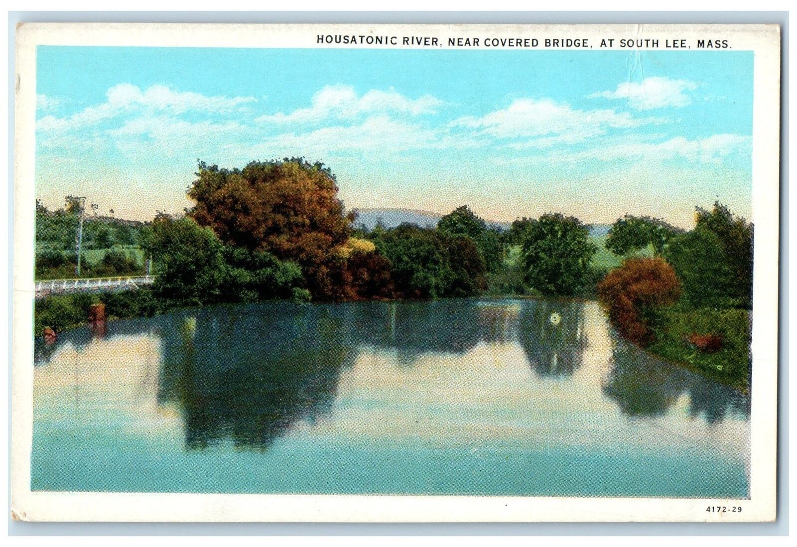 c1920 Housatonic River Near Covered Bridge South Lee Massachusetts MA Postcard
