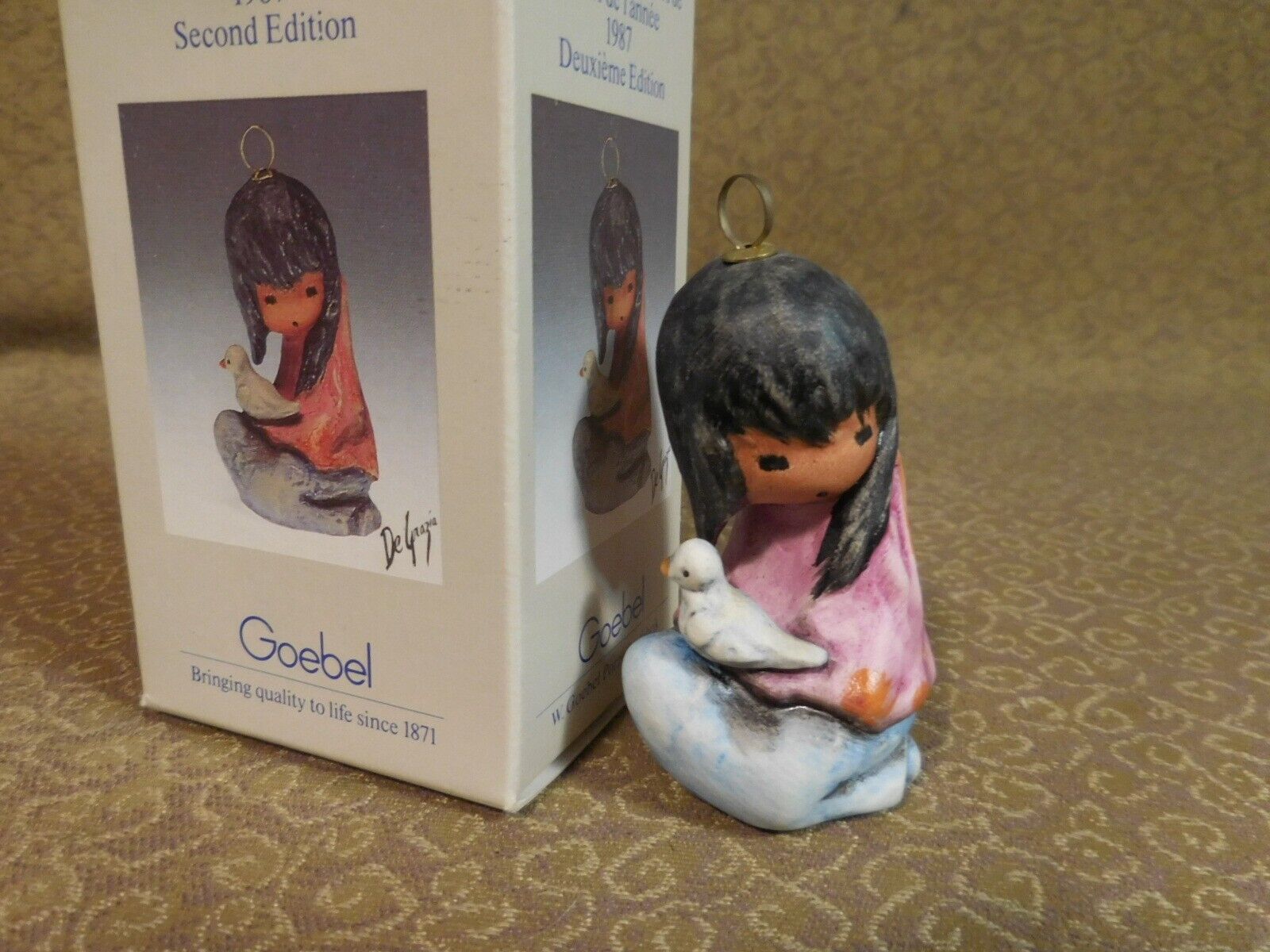 1987 Goebel DeGrazia Figurine Annual Ornament GIRL w Dove 2nd Edition in Box