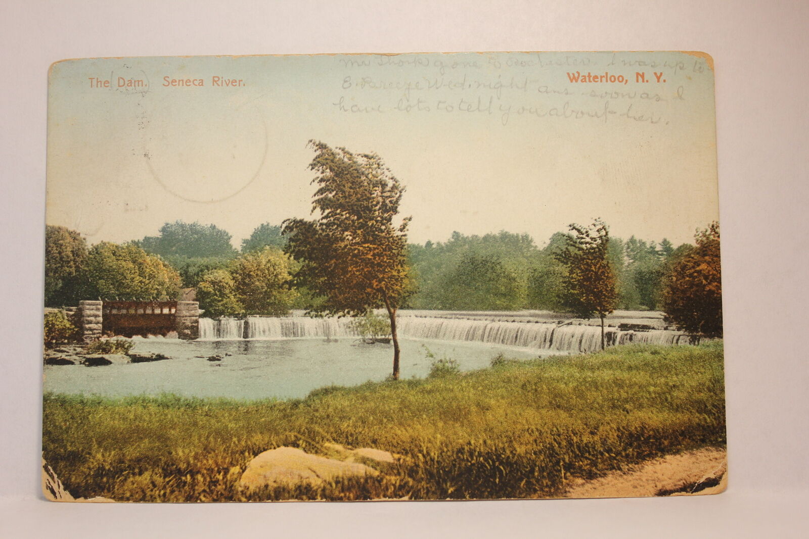 Postcard The Dam Seneca River Waterloo NY F25