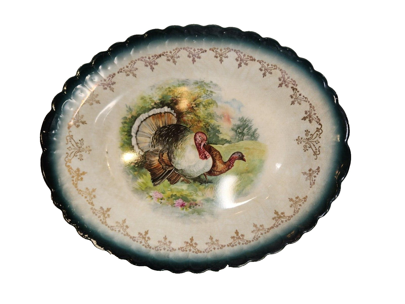 Vintage Sterling China Wild Turkey Oval Platter, 12\