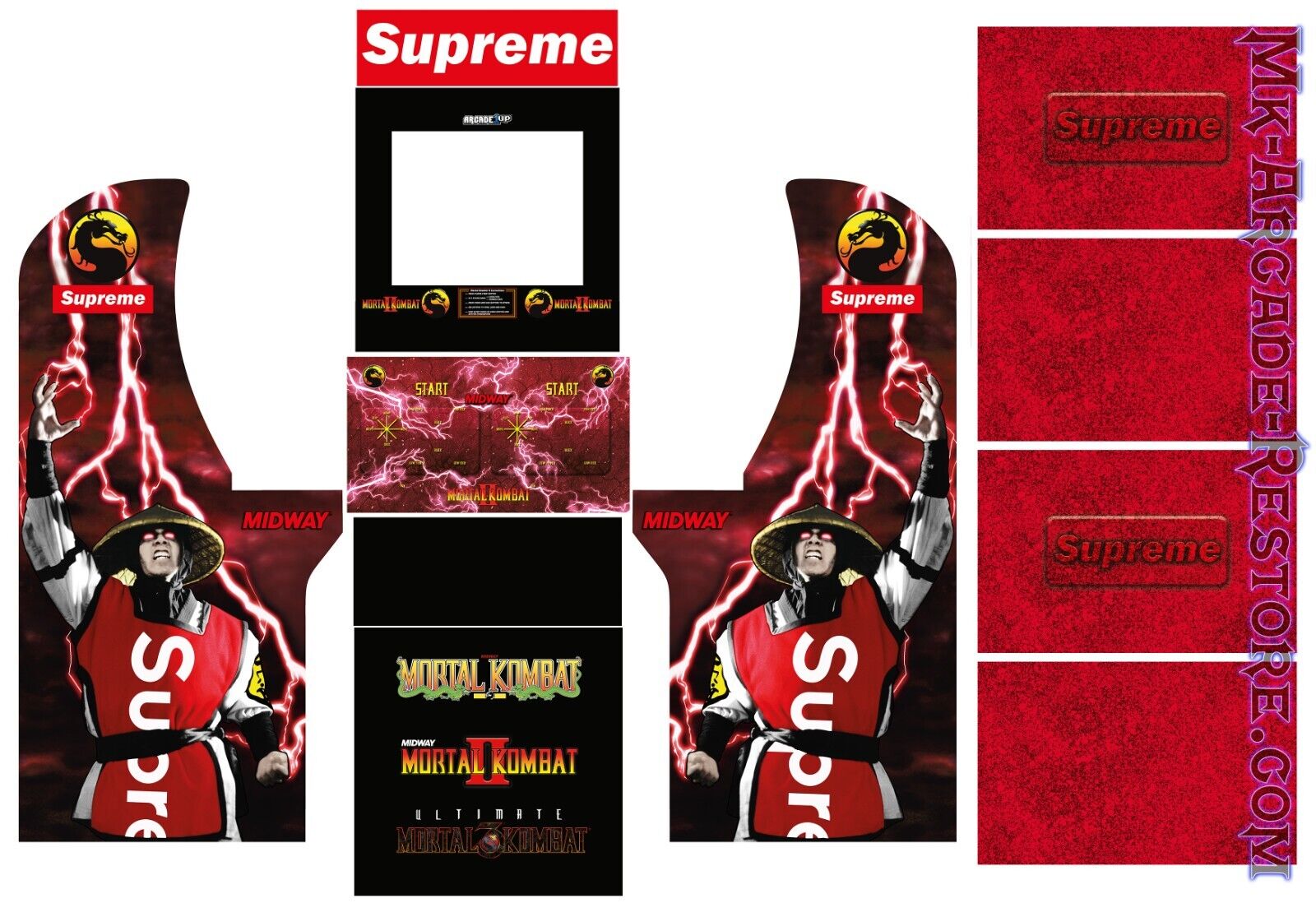 Arcade1Up Supreme Mortal Kombat 2 Side Art Arcade Cabinet Artwork Graphics Decal