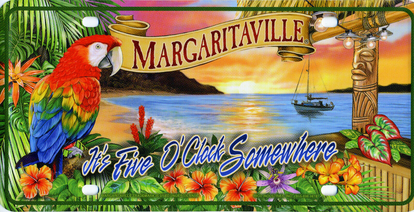 Jimmy Buffett Margaritaville It\'s 5 O\'Clock Somewhere License Plate Sign NEW