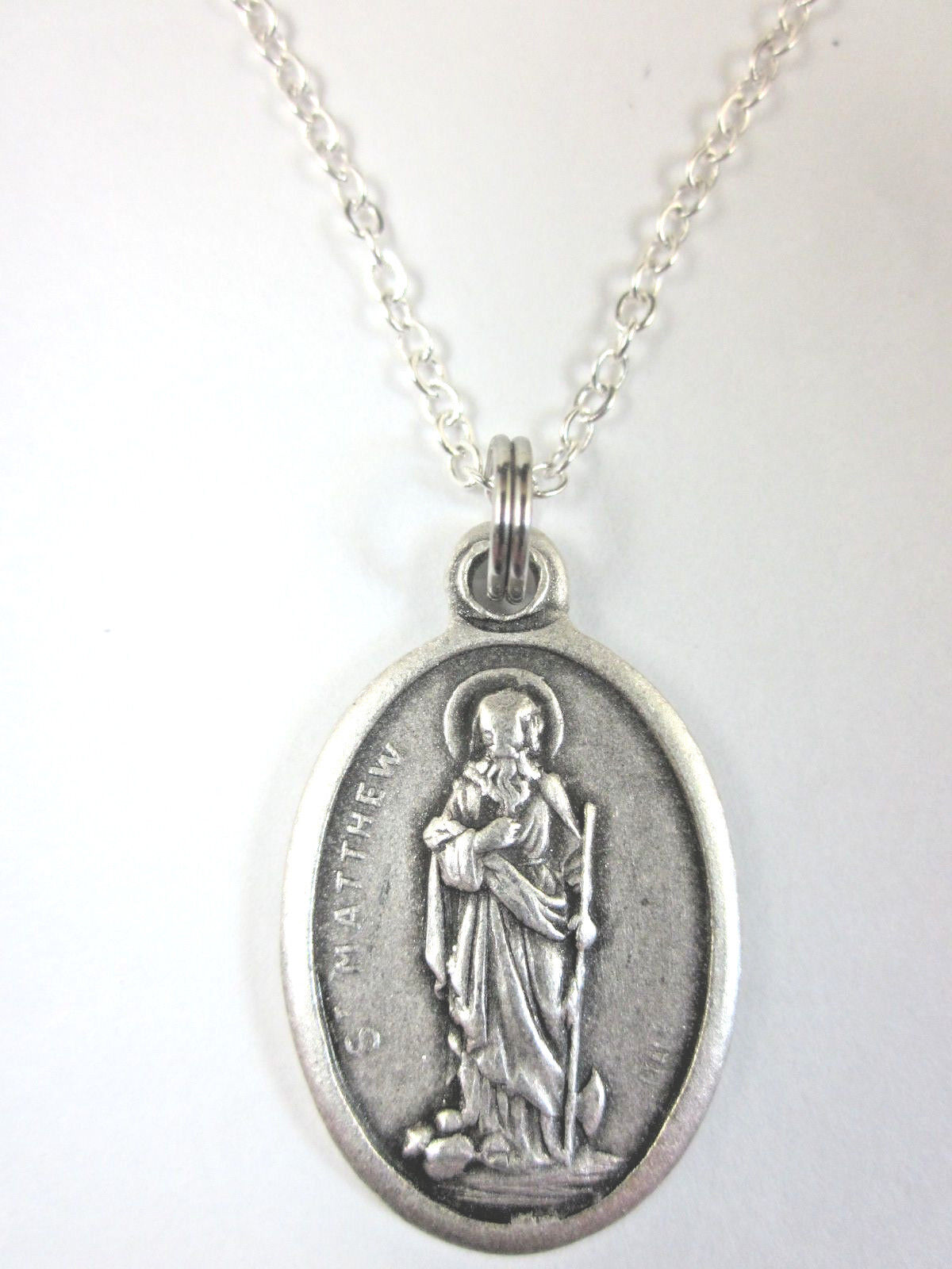 Ladies  St Matthew Medal Italy Pendant Necklace 20\