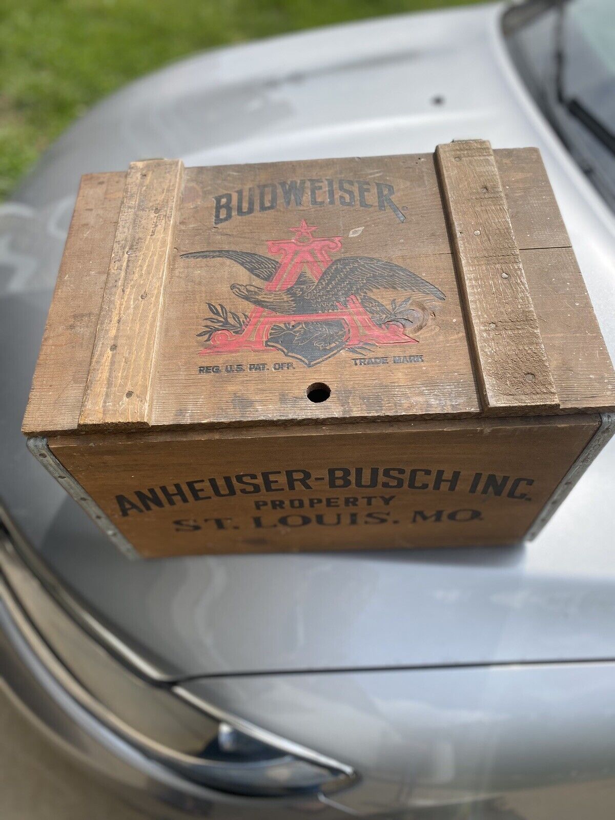 Vintage 1976 Budweiser Anheuser Busch Centennial Wooden Beer Crate Box 1876-1976