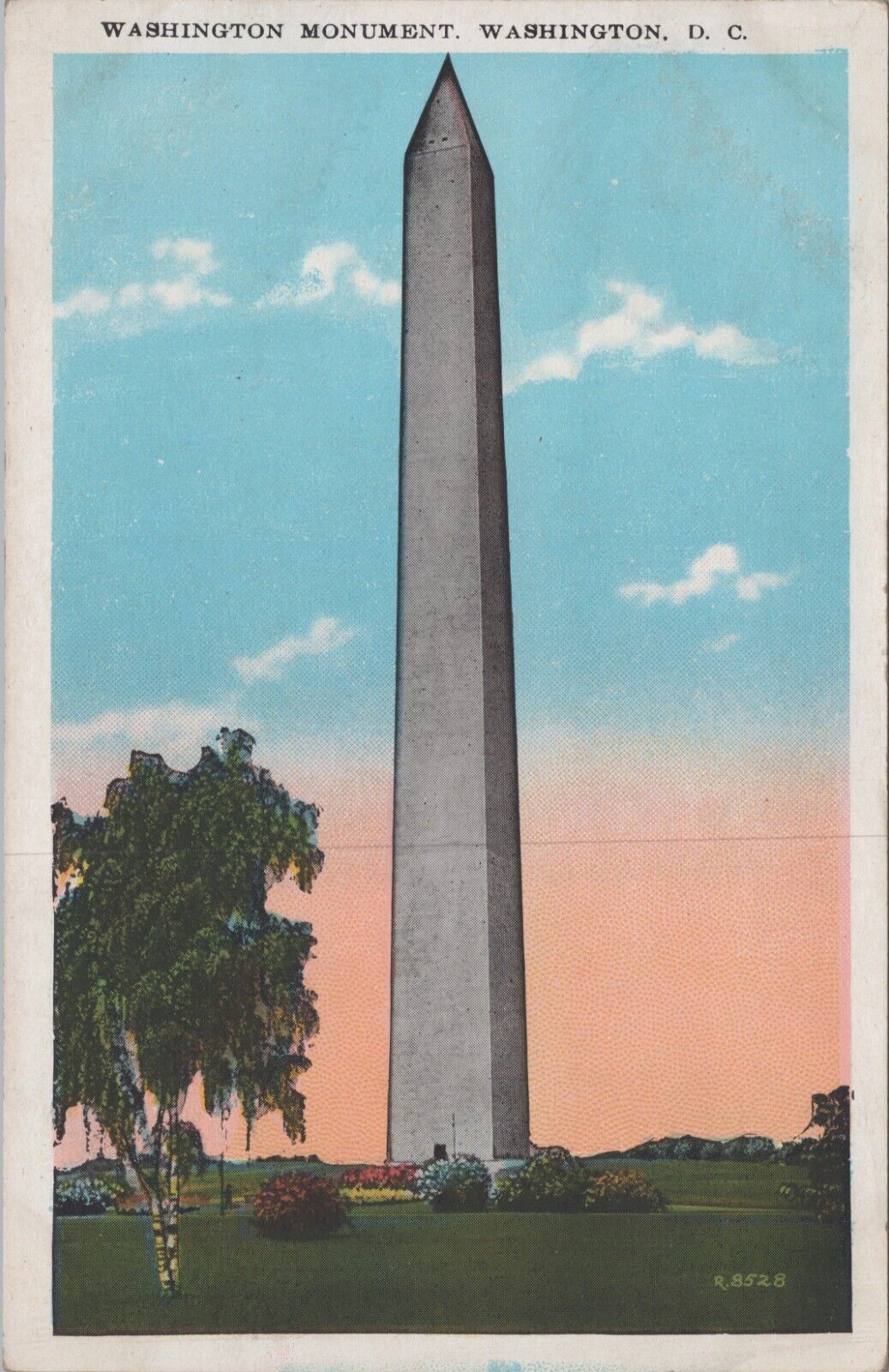 1920s Postcard Washington Monument Blue Orange Sky Washington DC UNP 5852d2