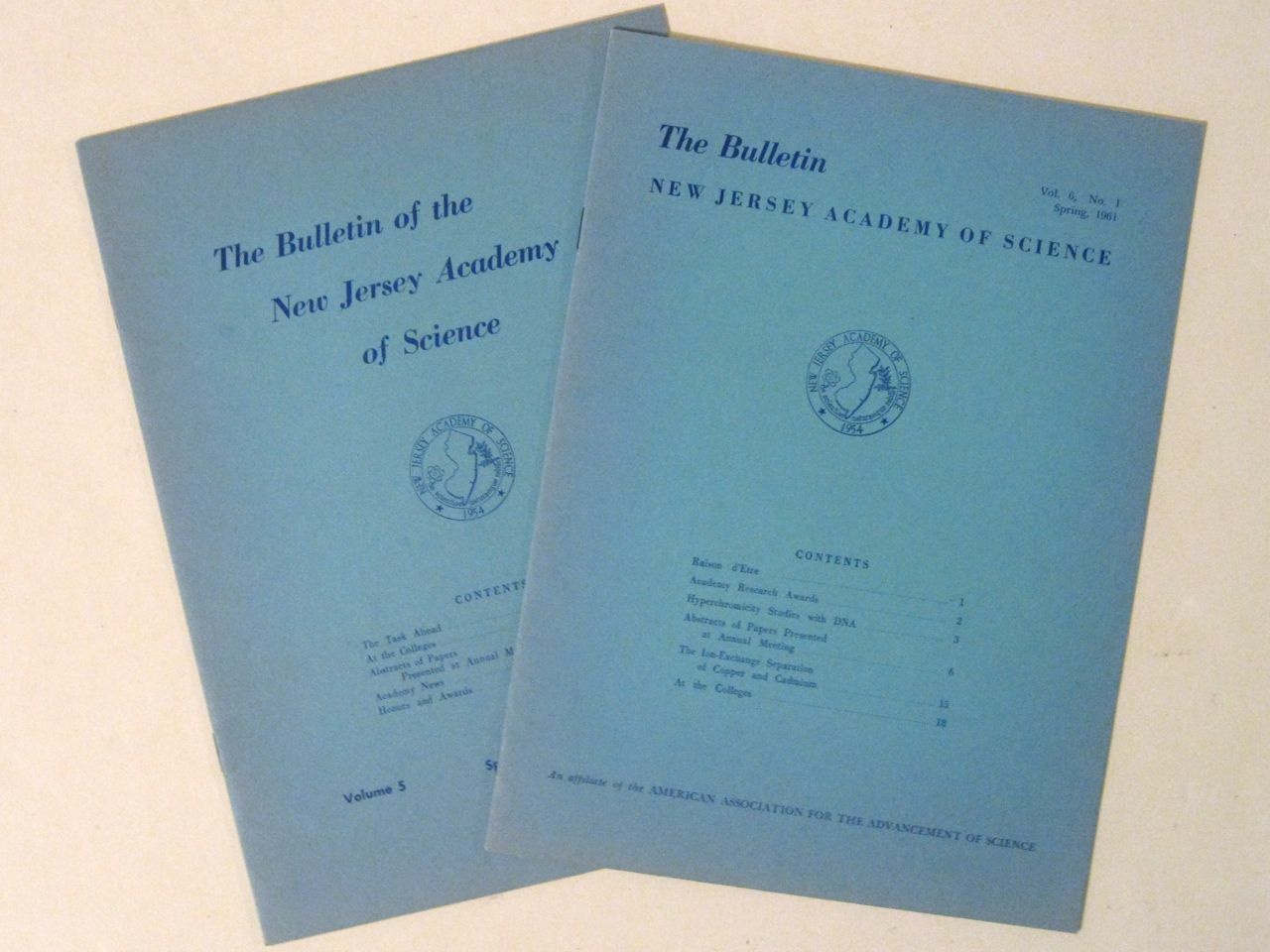 Two Vintage New Jersey ACADEMY of SCIENCE Bulletins Rare 1960 & 1961 Booklets
