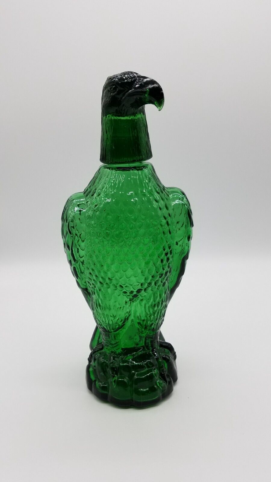 Vintage Figural Green Glass Bald Eagle Decanter