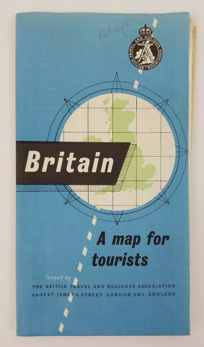 Vintage Road Map - Britain “A Map for Tourists”