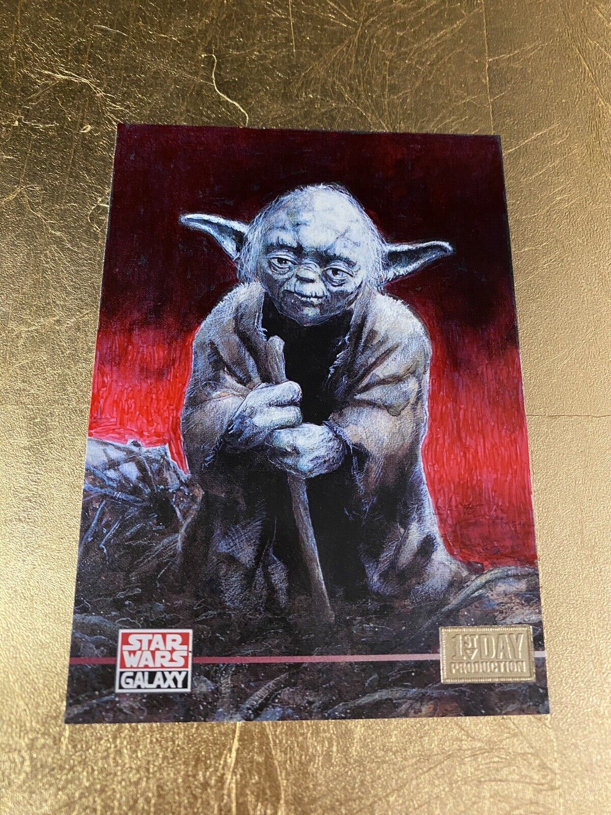 1995 Yoda TOPPS Star Wars Galaxy Red CUSTOM ART CARD
