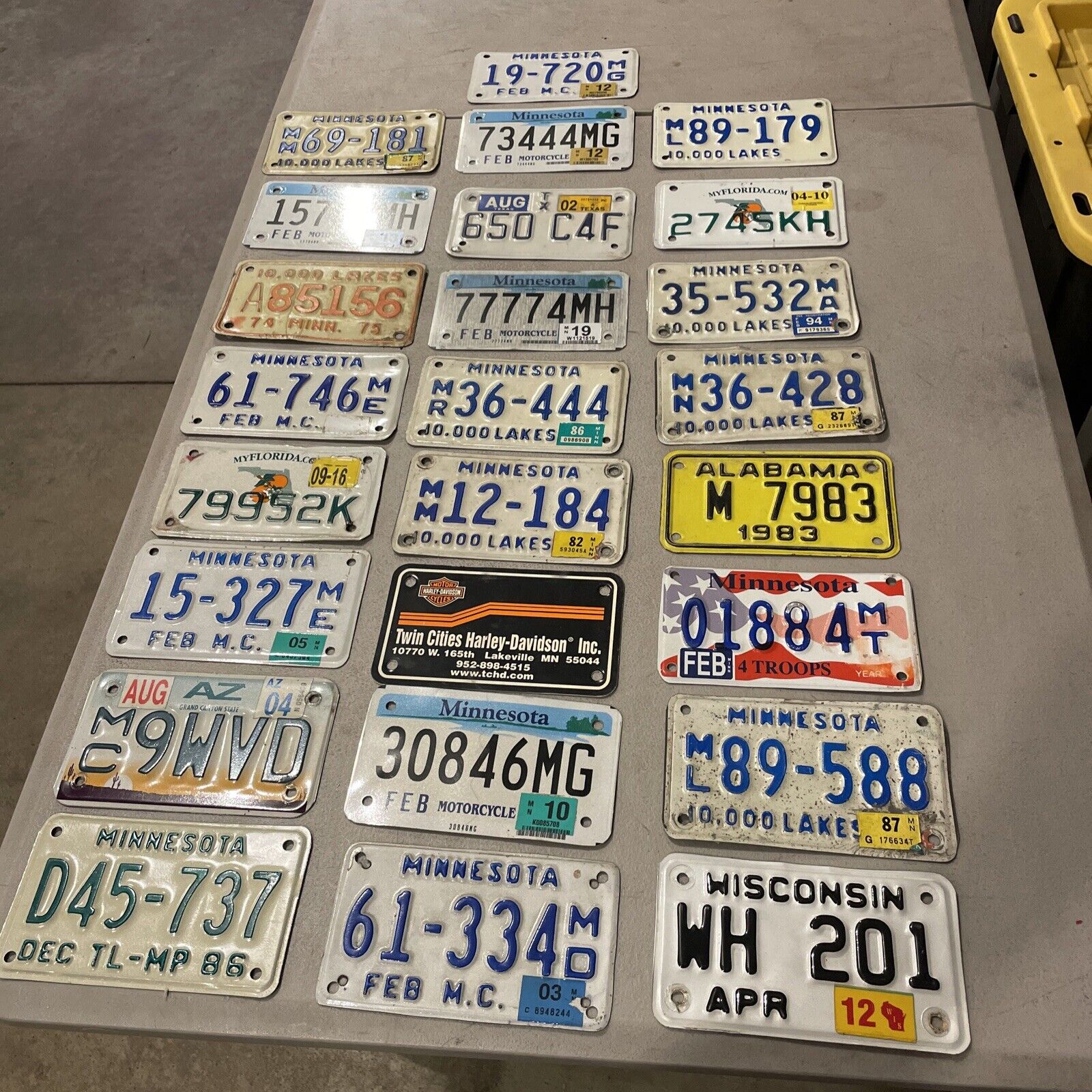 Old Lot Of Motorcycle License Plates ETC Various States Models 