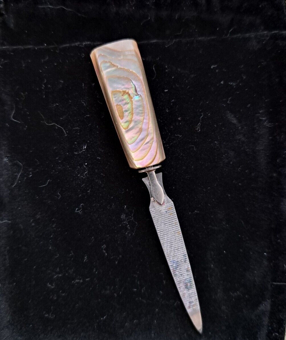 Vintage Mother Of Pearl Nail File Abalone Manicure PRE 1930\'S Beautiful Free Shp