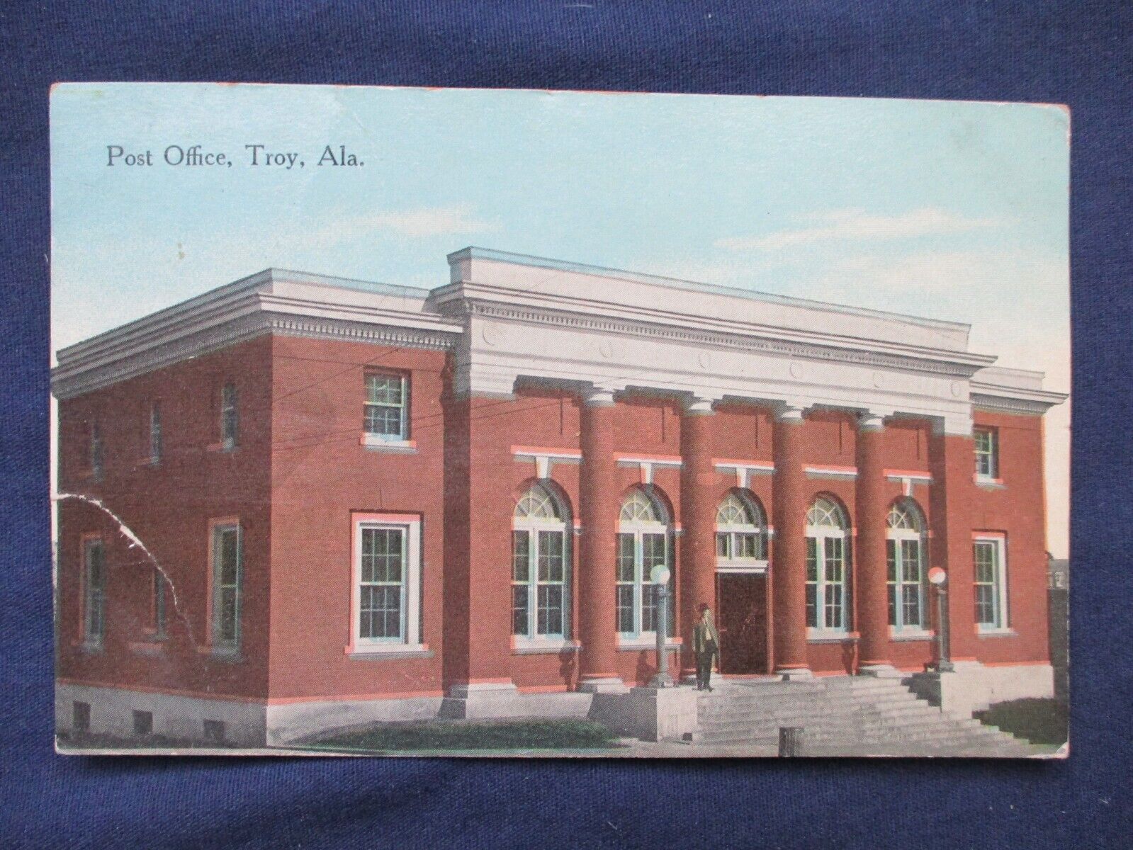 1926 Troy Alabama Post Office Postcard & Sprague Cancel