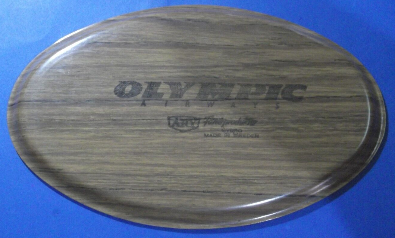 VTG Olympic Airways oval wood serving tray by ARY Fanerprodukter NYBRO Sweden 