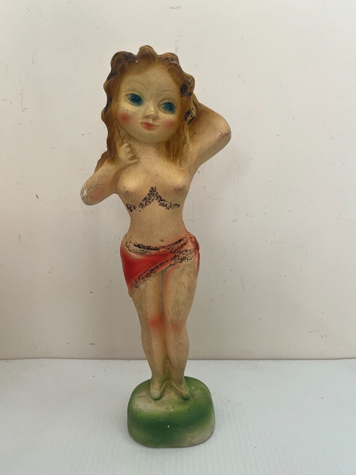 Vintage Art Deco Nude Carnival Chalkware Naked Girl Figure Prize 14.5\