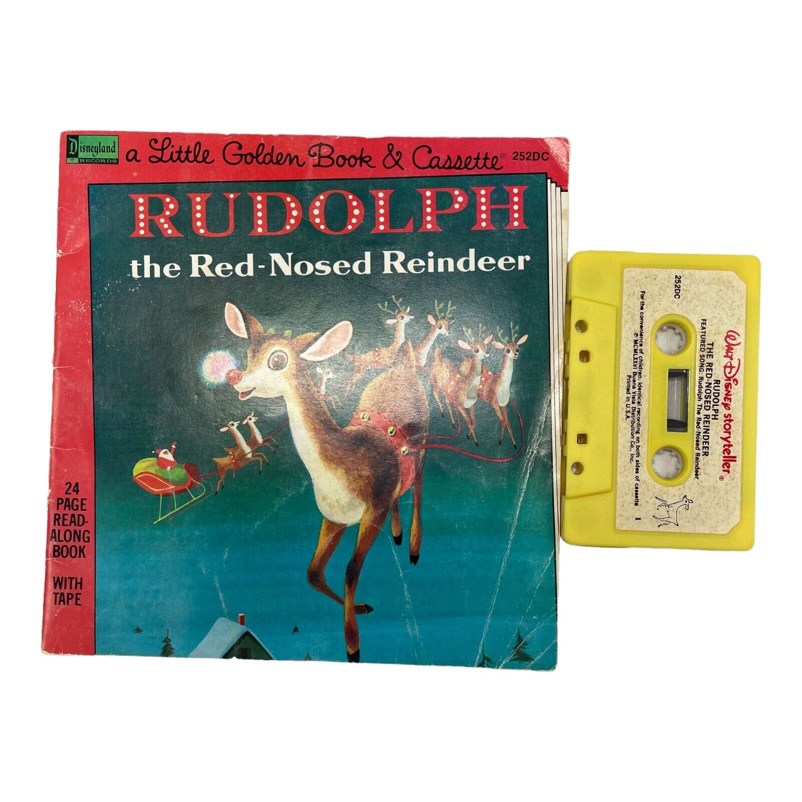 Disneyland Rudolph the Red Nosed Reindeer Book & Cassette - Vintage 1970\'s