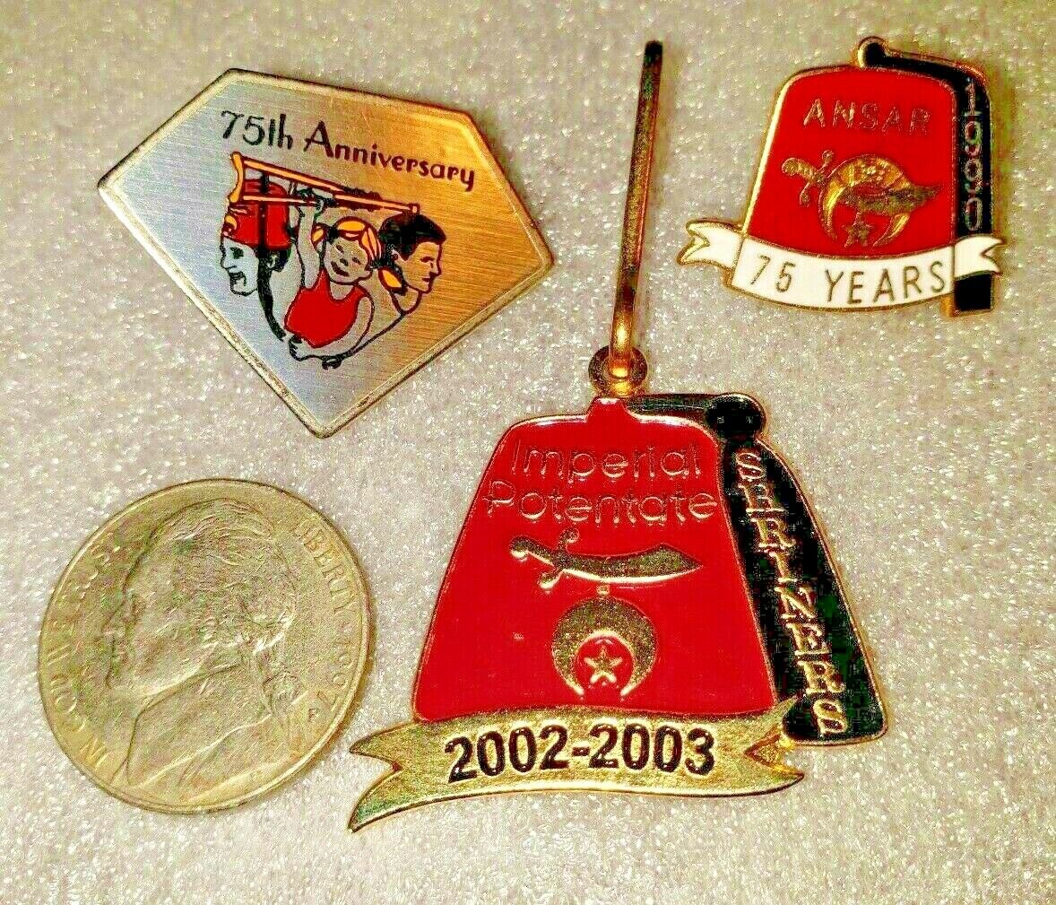 4 Piece Collectable Pins Ansar 75th Anniversary Shriners USA Clip Mix Lot Lapel