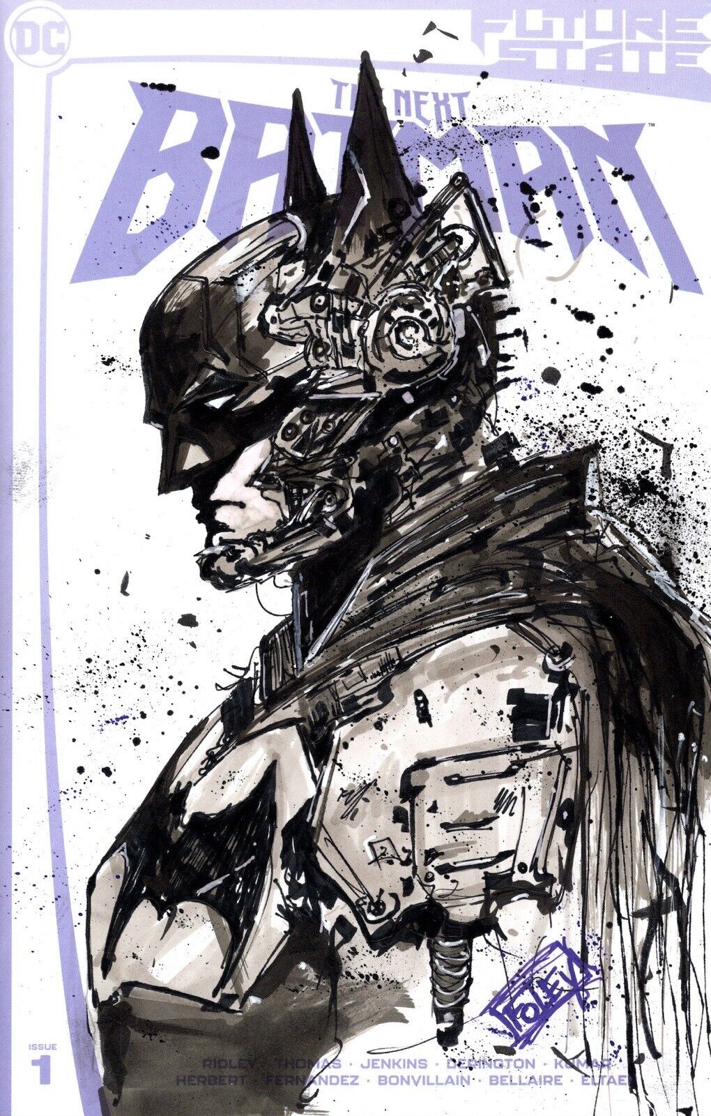 Dc Comics Batman Future State #1  Blank Original Sketch By Nick Alan Foley W/COA