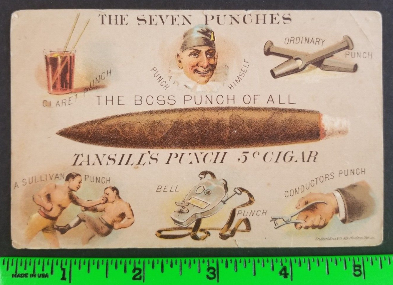 Vintage 1890's John Sullivan Boxing Boxer Punch Cigar Tobacco Trade Card