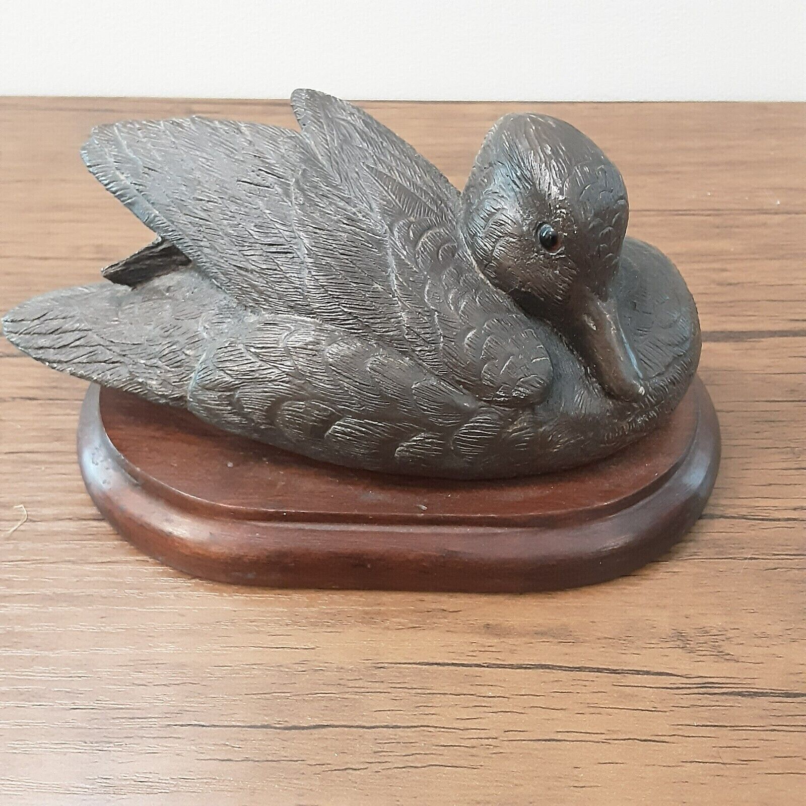 Chesapeake Reproductions green winged teal duck Sculpture with Wood Base