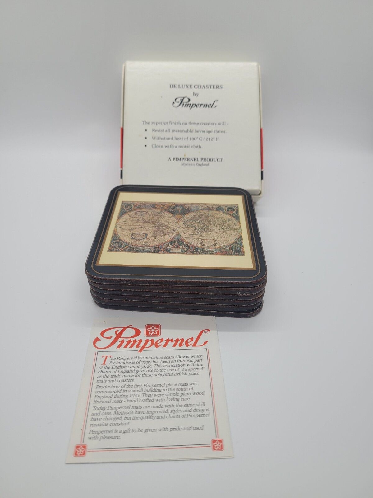 Vintage Pimpernel Deluxe Finish, Antique Maps Coasters - Set Of 6