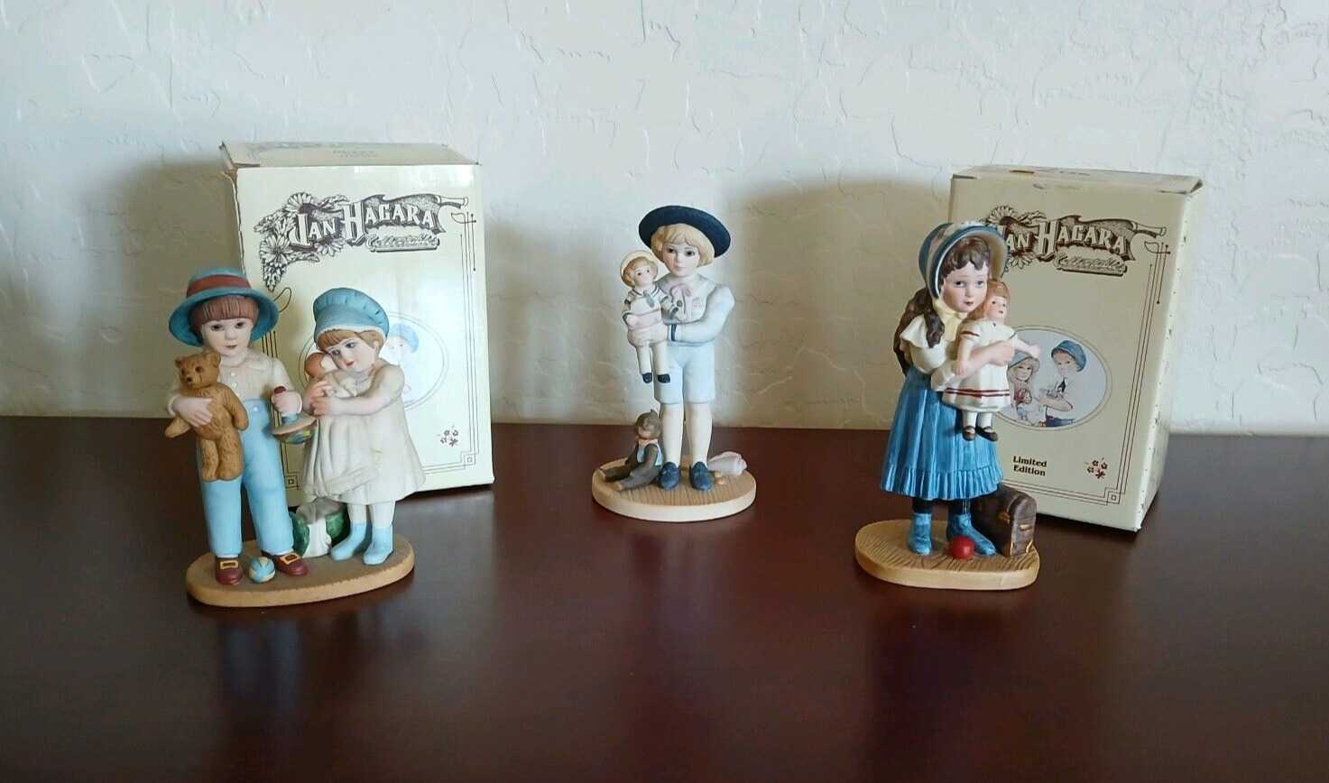 Lot of 3 Jan Hagara Figurines  BETSY & JIMMY, PAUL, LISA Porcelain