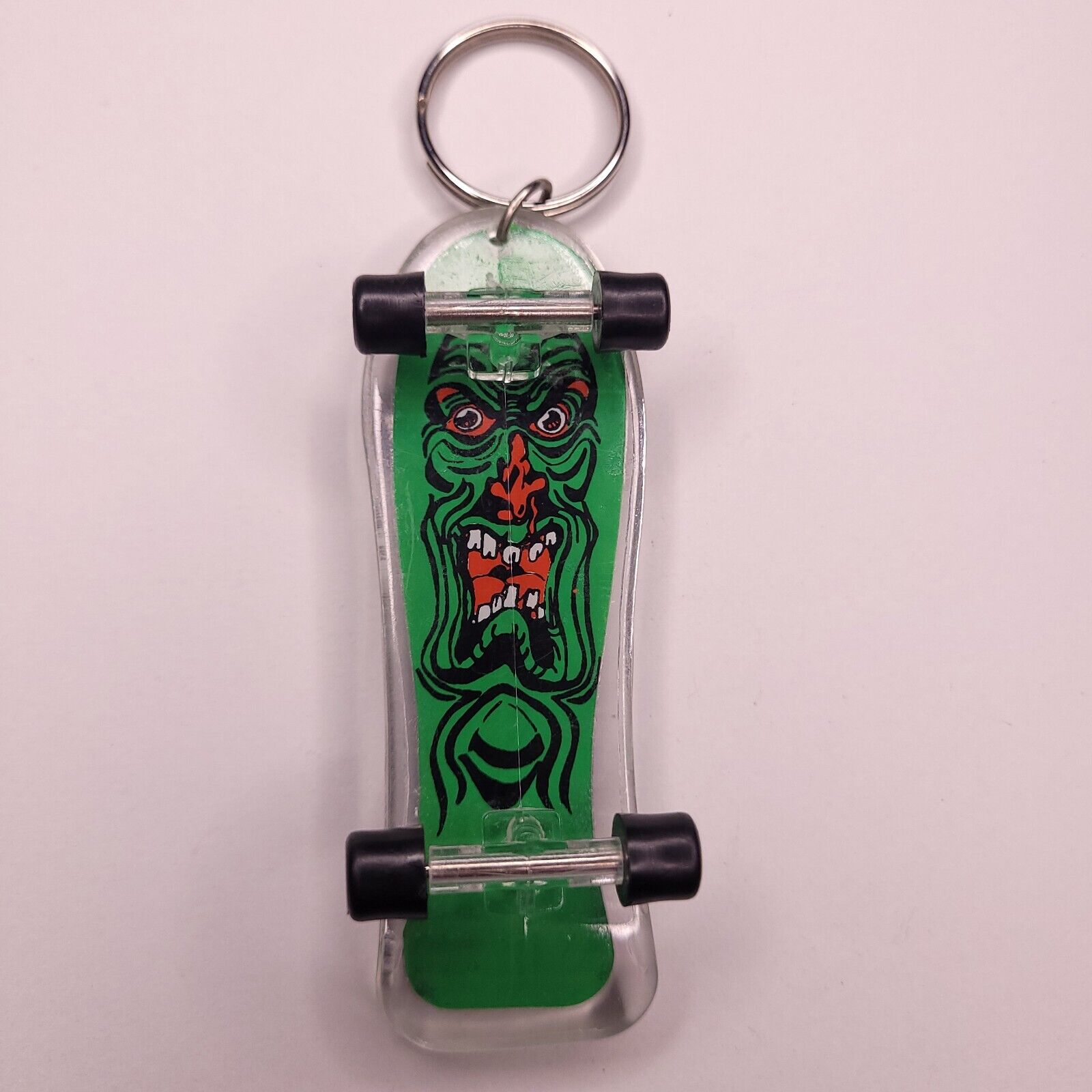 Vtg 90s Rob Roskopp Santa Cruz Green Monster Rad Skateboard Fingerboard Keychain