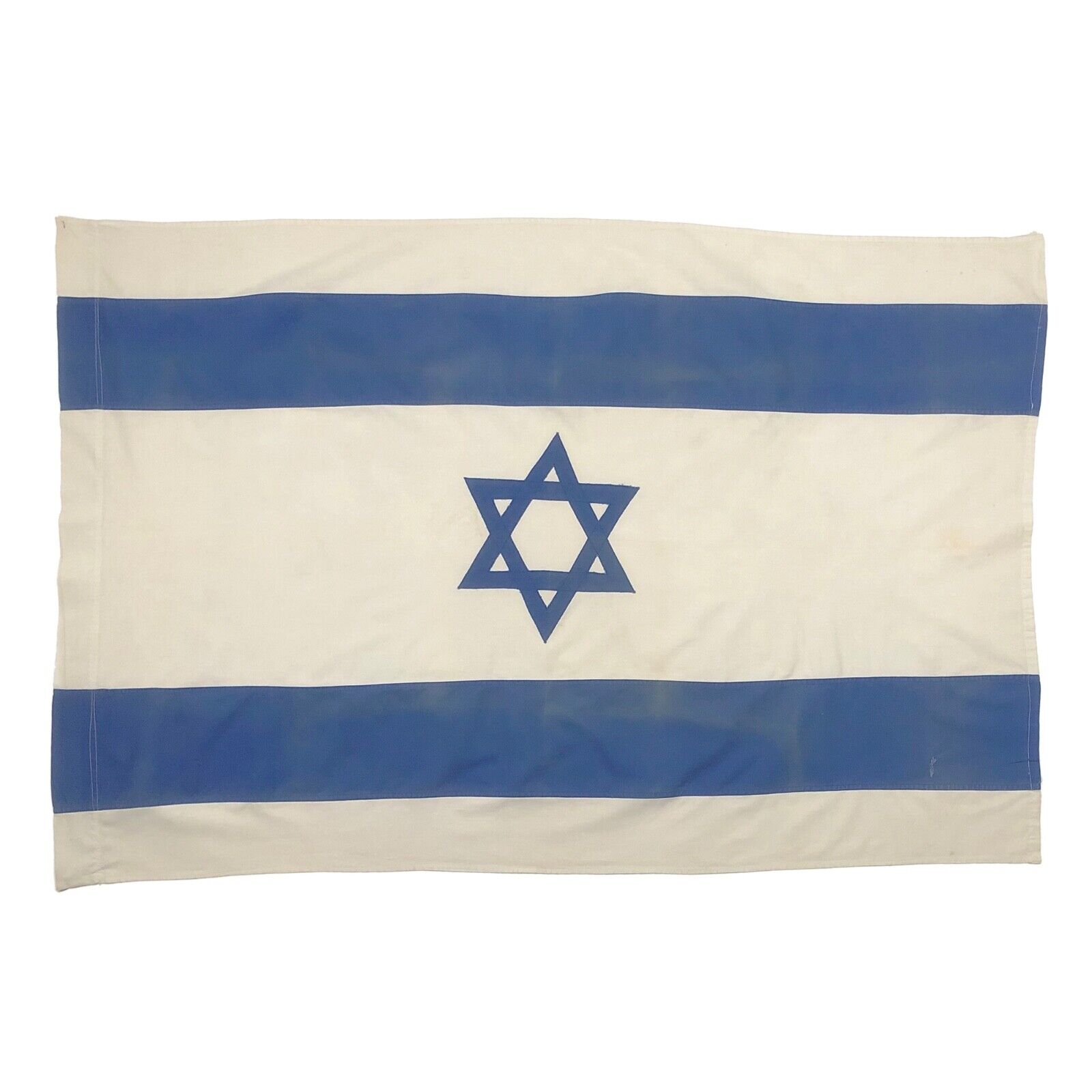 Vintage Cotton Israel Flag Cloth Linen Jewish Judaism Star of David Textile Art