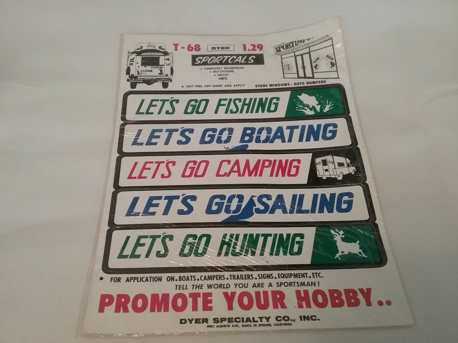 DYER SPORTCAL PROMOTE YOUR HOBBY BUMPER STICKERS NOS