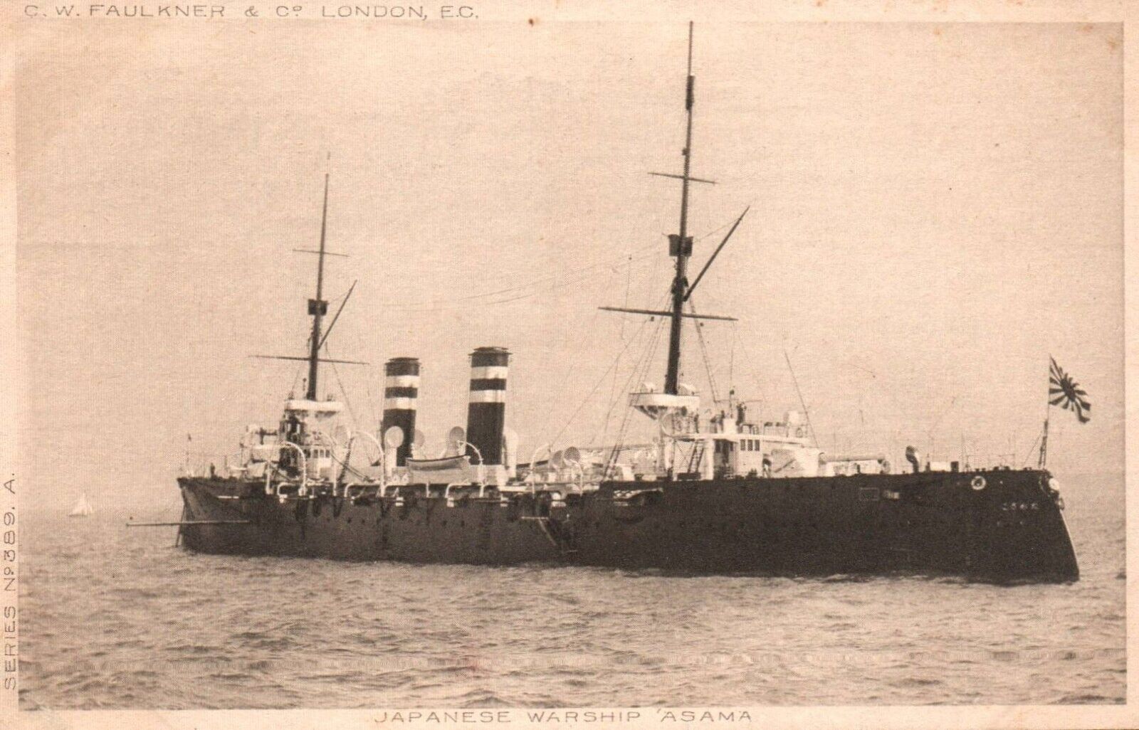 Japanese Imperial Navy Warship Asama RPPC c1910s WWI