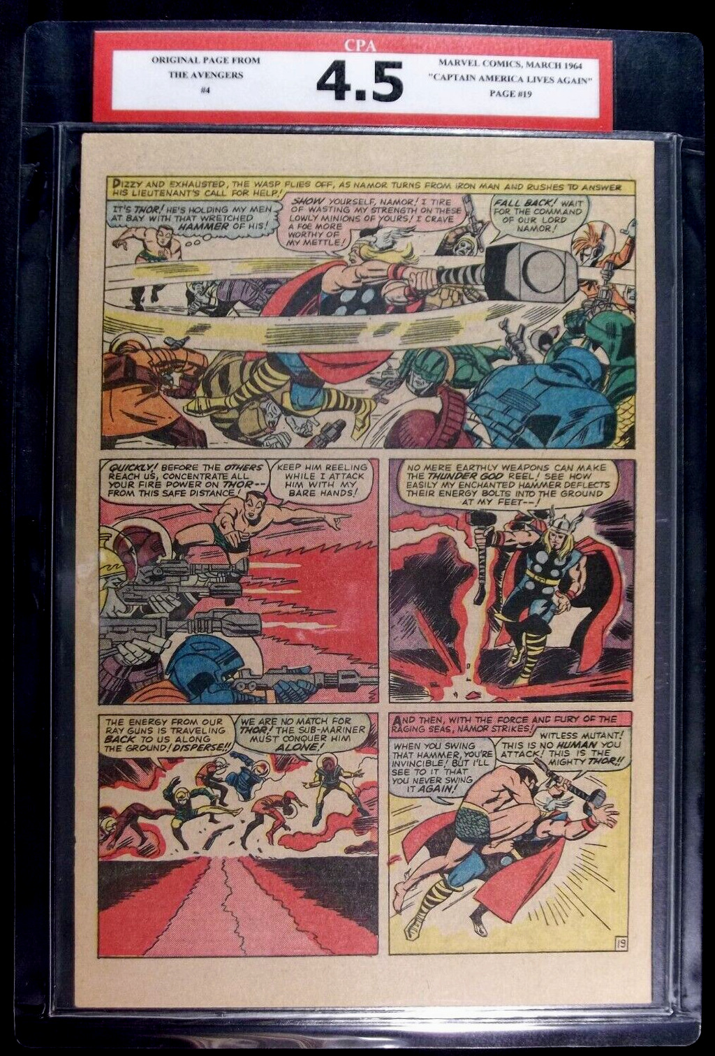 The Avengers #4 CPA 4.5 SINGLE PAGE #19 1st Silver Age App of Captain America