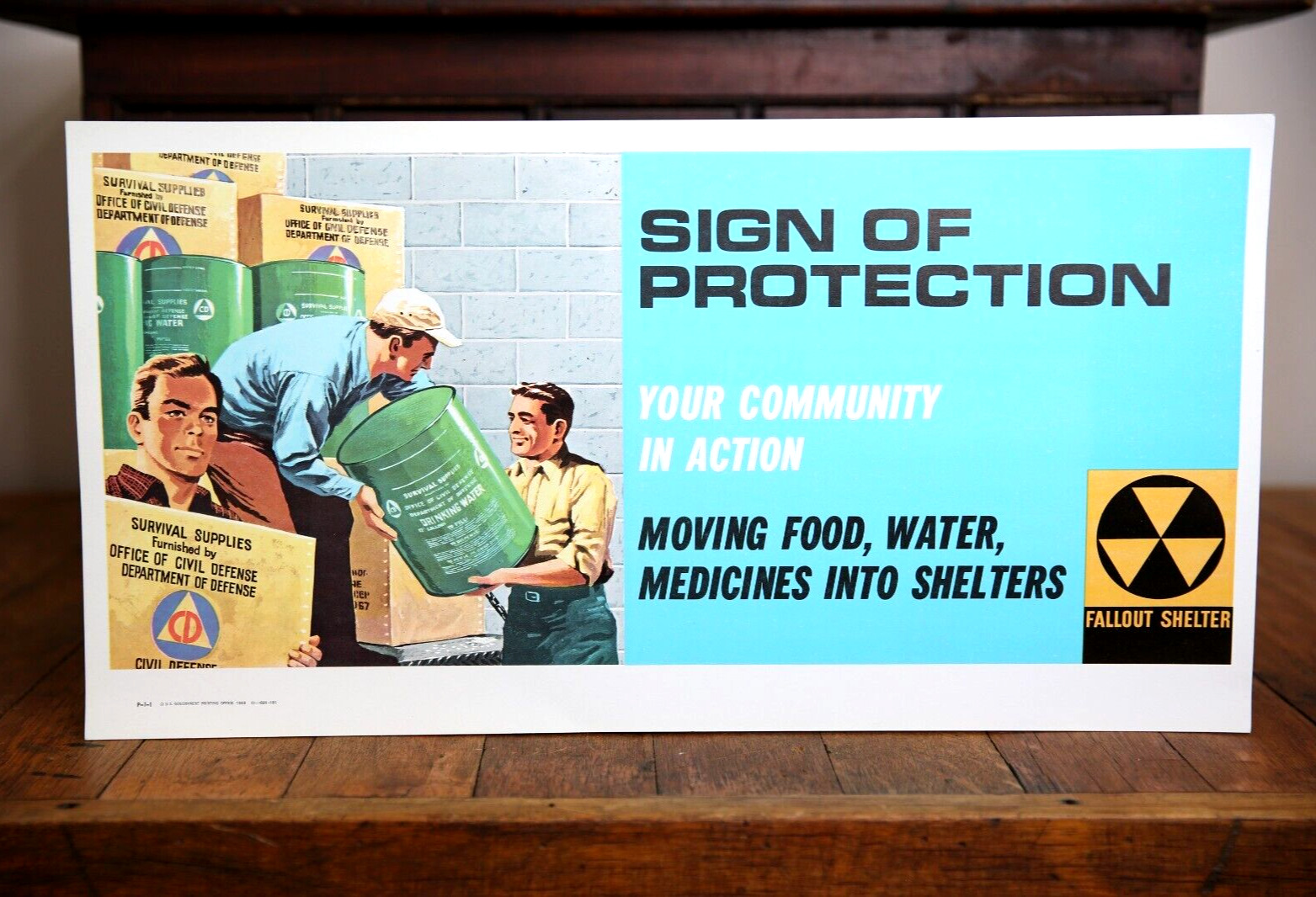 Vintage 1963 Civil Defense Sign of Protection Ad Poster Cold War Atomic Bomb