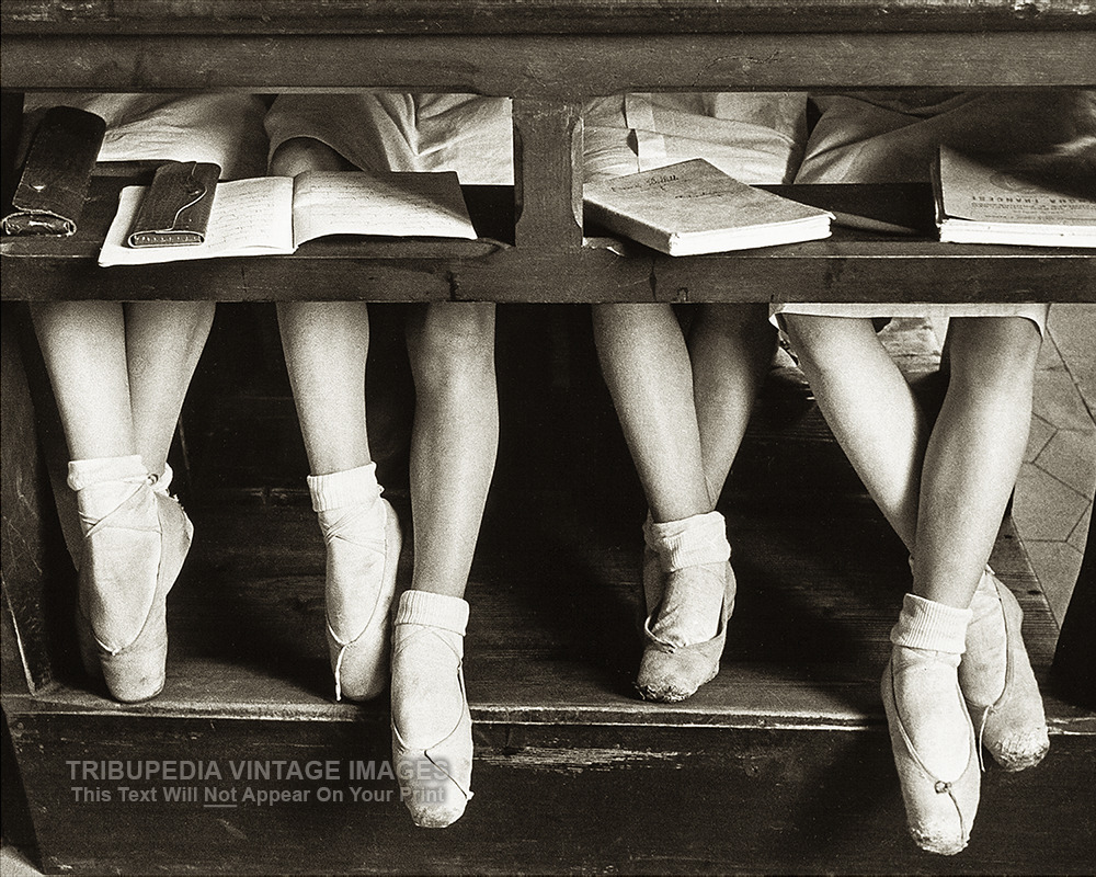 Vintage 1934 Ballet Photograph - Four Girls at Dance School - Ballerina Studio